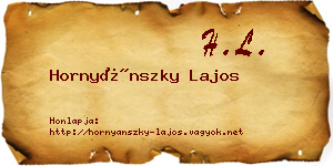 Hornyánszky Lajos névjegykártya